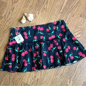🍒🍒🍒Spandex/Lycra Cherry patterned Flip skirt swimsuit cover up size Small